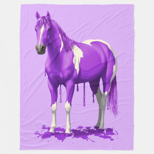 Violet Lila Dripping Nass Paint Horse Fleecedecke (Vorderseite)