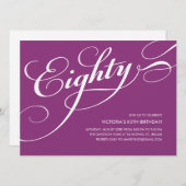 Violet Lila Elegant 80. Geburtstag Einladungen (Vorne/Hinten)
