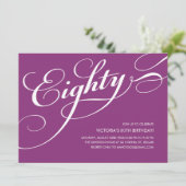 Violet Lila Elegant 80. Geburtstag Einladungen (Stehend Vorderseite)