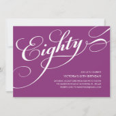 Violet Lila Elegant 80. Geburtstag Einladungen (Vorderseite)
