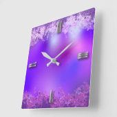 Violet Lila Extravagant Abstrakt Moderner Glam Gli Quadratische Wanduhr (Winkel)