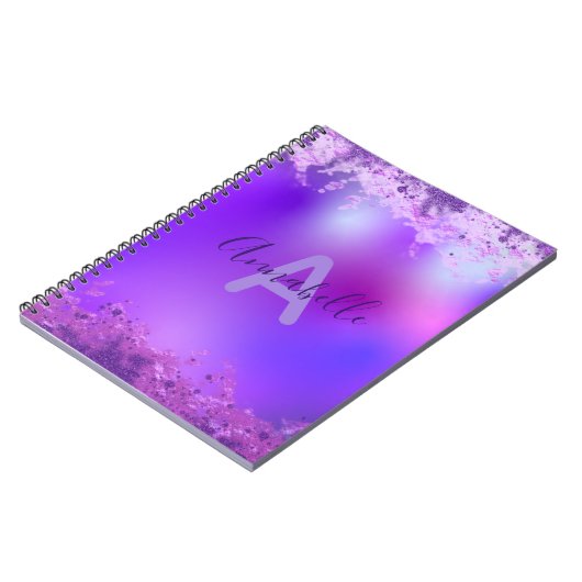 Violet Lila Extravagant Moderner Glam Glitzer kund Notizblock (Linke Seite)