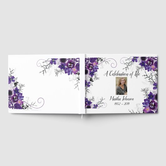 Violet Lila Floral Guest Book Gästebuch (Voll)