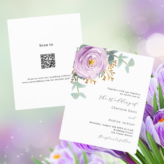 Violet lila florale QR Code UAWG Budget Hochzeit