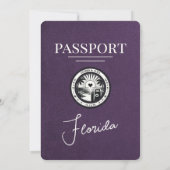 Violet Lila Florida Passport Hochzeit Einladung (Rückseite)