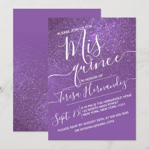 Violet Lila Funkelnd Glitzer Ombre Quinceañera Einladung
