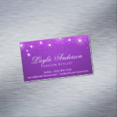 Violet Lila Glam Starry Glitzern Magnetische Visitenkarte (Beispiel)