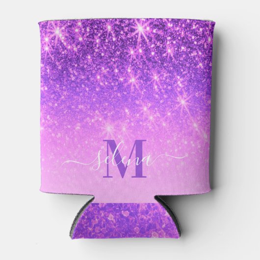 Violet Lila Glitzer Dosenkühler (Vorderseite)