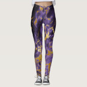 Violet Lila Gold Metallischer Foil Marmorstein Leggings (Vorderseite)