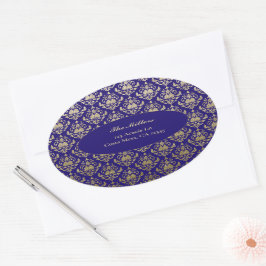 Violet Lila Gold Muster Hochzeitsstimmung Rücksend Ovaler Aufkleber