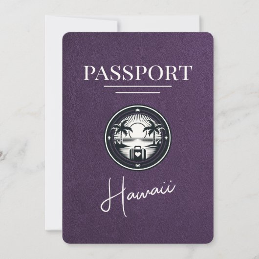 Violet Lila Hawaii Passport Save the Date (Vorderseite)