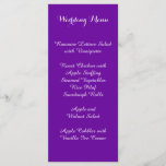 Violet-Lila Hochzeitmenü Menükarte<br><div class="desc">Violett lila und weiße Hochzeitskarte. Wählen Sie die Option "Anpassen",  um den Schriftart neu zu positionieren oder Stil,  Größe oder Farbe zu ändern.</div>