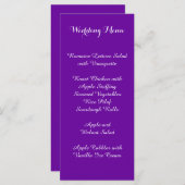 Violet-Lila Hochzeitmenü Menükarte (Vorne/Hinten)