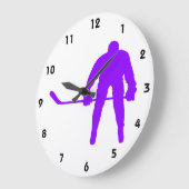 Violet Lila Ice Hockey Große Wanduhr (Winkel)