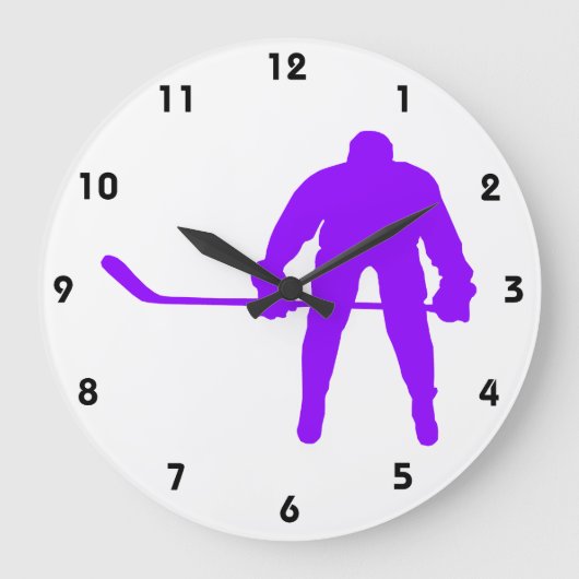 Violet Lila Ice Hockey Große Wanduhr (Vorderseite)