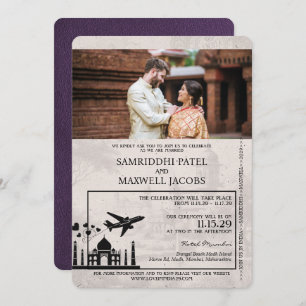 Violet Lila India Pass Einladung zur Hochzeit