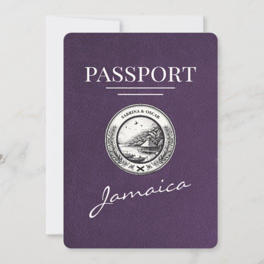 Violet Lila Jamaica Passport Save the Date (Vorderseite)