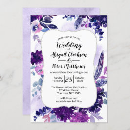 Violet Lila Lavendel Floral Wasserfarbenhochzeit Einladung