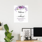 Violet Lila Lavendel Floral Wedding Sign Poster (Heimbüro)