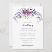 Violet Lila Lavendel Wasserfarbenblütenhochzeit | Einladung (Vorderseite)