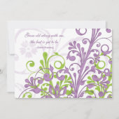 Violet Lila Lime Green Floral Wedding Einladung (Rückseite)