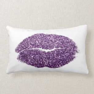 Violet Lila Lips Glitzer Weiß Makeup Kiss Lendenkissen