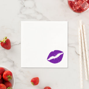 Violet Lila Lipstick Kiss Print Serviette