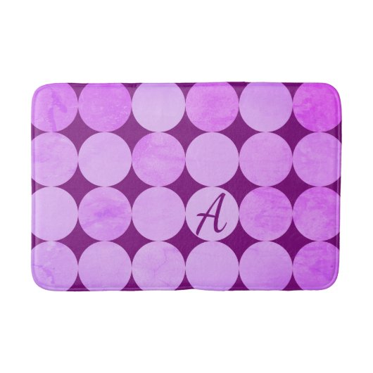 Violet, Lila Magenta und rosa Circles Monogramm Badematte (Vorderseite)