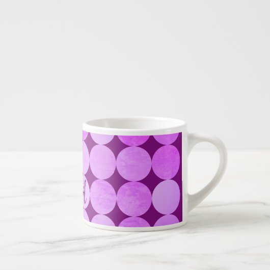 Violet, Lila Magenta und rosa Circles Monogramm Espressotasse (Rechts)