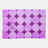 Violet, Lila Magenta und rosa Circles Monogramm Geschirrtuch (Horizontal)