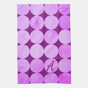 Violet, Lila Magenta und rosa Circles Monogramm Geschirrtuch