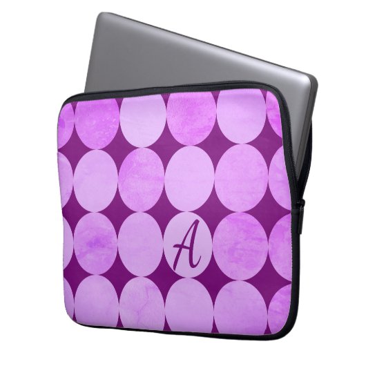 Violet, Lila Magenta und rosa Circles Monogramm Laptopschutzhülle (Vorderseite Links)