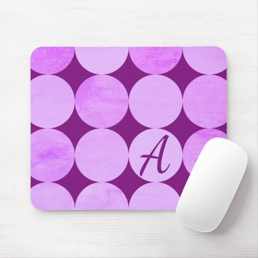 Violet, Lila Magenta und rosa Circles Monogramm Mousepad (Mit Mouse)