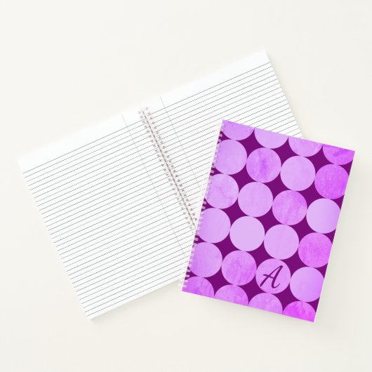 Violet, Lila Magenta und rosa Circles Monogramm Notizblock (Innenseite)