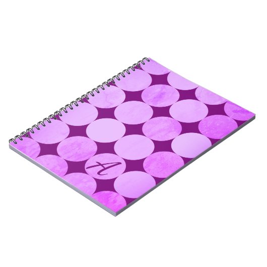 Violet, Lila Magenta und rosa Circles Monogramm Notizblock (Linke Seite)