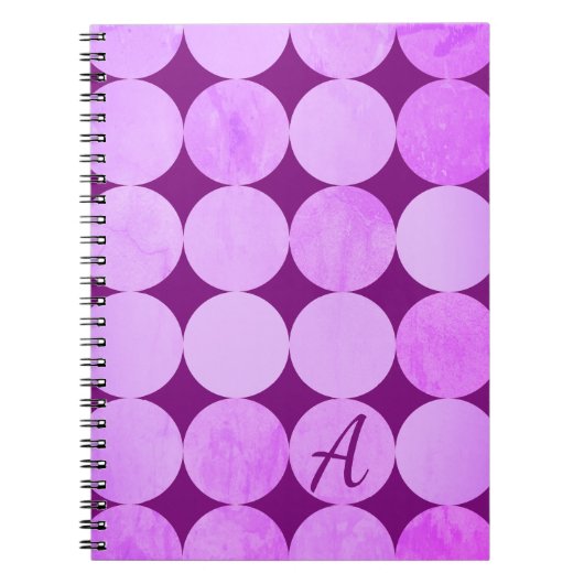 Violet, Lila Magenta und rosa Circles Monogramm Notizblock (Vorderseite)