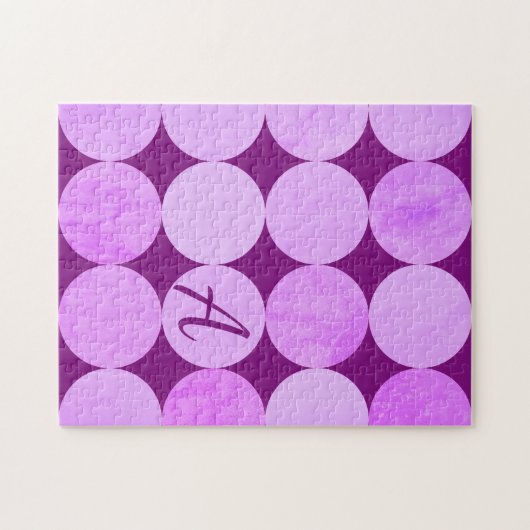 Violet, Lila Magenta und rosa Circles Monogramm Puzzle (Horizontal)