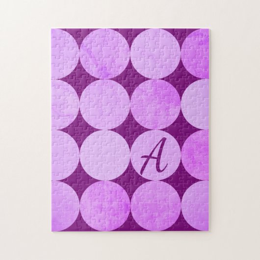 Violet, Lila Magenta und rosa Circles Monogramm Puzzle (Vertikal)