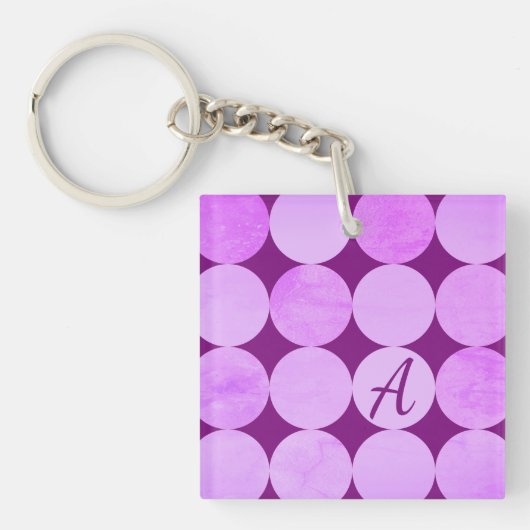 Violet, Lila Magenta und rosa Circles Monogramm Schlüsselanhänger (Vorderseite)