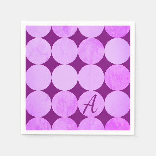 Violet, Lila Magenta und rosa Circles Monogramm Serviette (Vorderseite)