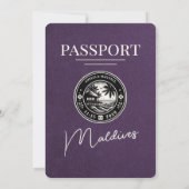 Violet Lila Maldives Passport Hochzeit Einladung (Rückseite)