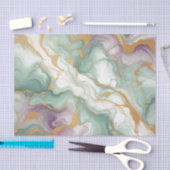 Violet Lila Mauve Pink Green Gold Marmor Muster Seidenpapier (Handwerk)