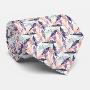 Violet Lila Minze Grüne Orange Fern Blattmuster Krawatte
