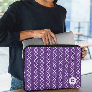 Violet Lila Monogram Geometric Laptop Sleeve