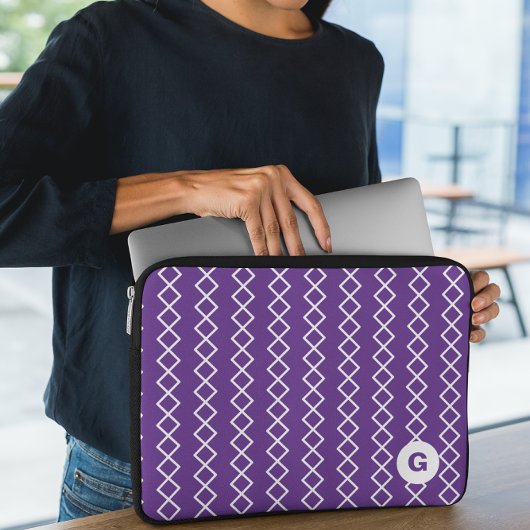 Violet Lila Monogram Geometric Laptop Sleeve