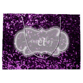 Violet Lila Monogramm Name Glitzer Bridal Einzigar Große Geschenktüte (Rückseite)