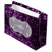 Violet Lila Monogramm Name Glitzer Bridal Einzigar Große Geschenktüte (Vorderseite Schrägansicht)