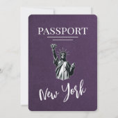 Violet Lila New York City Passport Wedding Einladung (Rückseite)