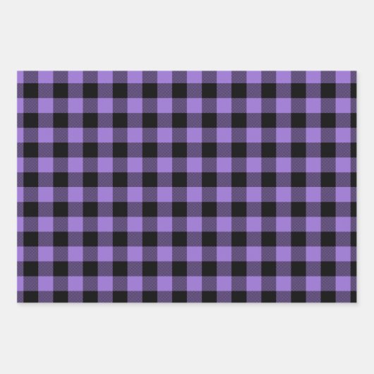 Violet Lila Ombre Buffalo Kariert Klein Geschenkpapier Set (Vorderseite 3)