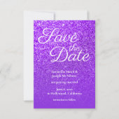 Violet Lila Ombre Glitzer Save the Date Einladung (Vorderseite)